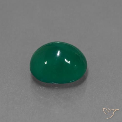 Agata Verde medio intenso naturale da 3.23 ct, Ovale, Traslucido