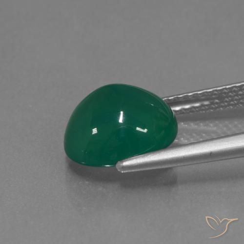Agata Verde medio intenso naturale da 3.23 ct, Ovale, Traslucido