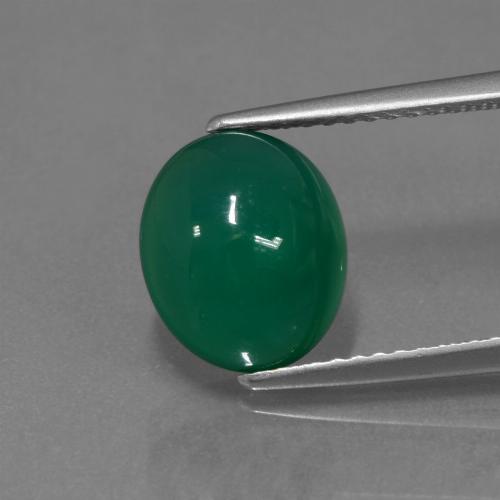 Agata naturale verde da 3,00 ct, taglio ovale, traslucido