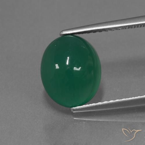 Agata Verde foresta naturale da 3.17 ct, Ovale, Traslucido