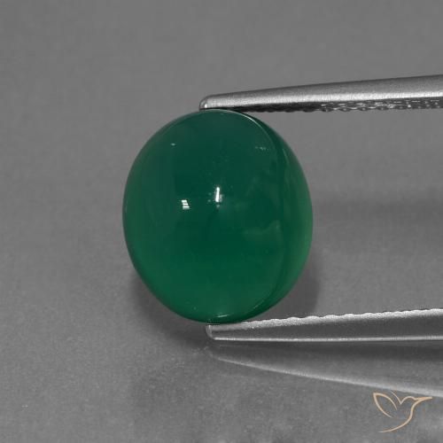 3.65ct Naturale Verde foresta Agata, Ovale, Traslucido