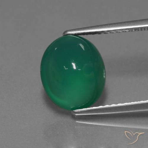 Agata Verde foresta naturale da 3.61 ct, Ovale, Traslucido
