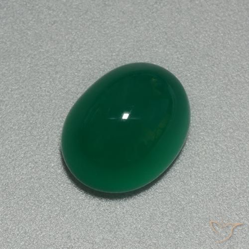 Agata Verde medio naturale da 3.92 ct, Ovale, Traslucido