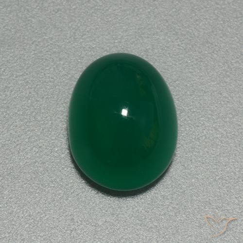 Agata Verde medio naturale da 3.92 ct, Ovale, Traslucido