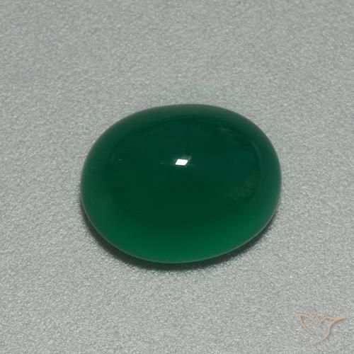 Agata Verde medio naturale da 3.92 ct, Ovale, Traslucido
