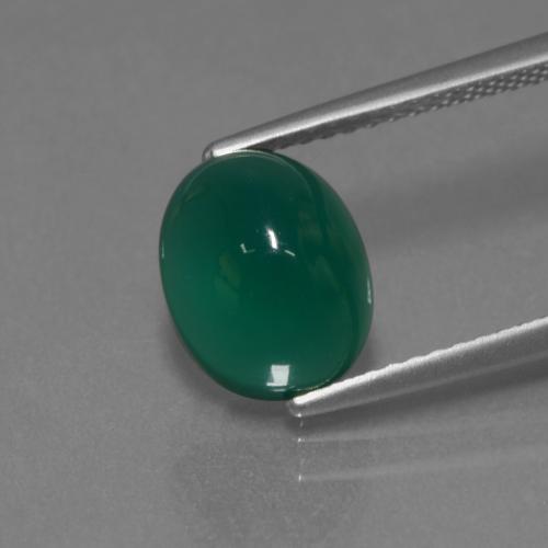 Agata Verde scuro medio naturale da 2.84 ct, Taglio ovale, Traslucido