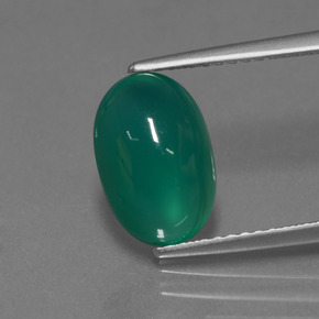 Agata naturale verde da 2,88 ct, taglio ovale, traslucido