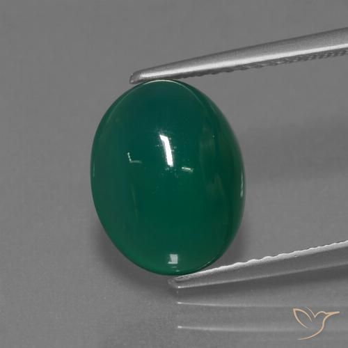 3.76ct Naturale Verde scuro medio Agata, Ovale, Traslucido