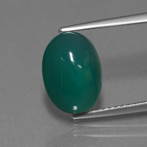 Agata naturale verde da 3,43 ct, taglio ovale, traslucido