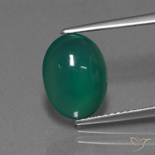 3.15ct Naturale Verde medio Agata, Ovale, Traslucido