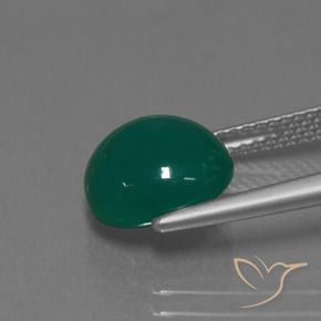 Agata Verde scuro medio naturale da 3.53 ct, Ovale, Traslucido