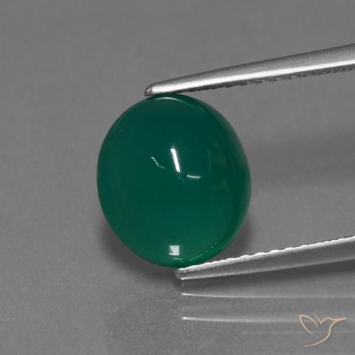 3.49ct Naturale Verde scuro medio Agata, Ovale, Traslucido