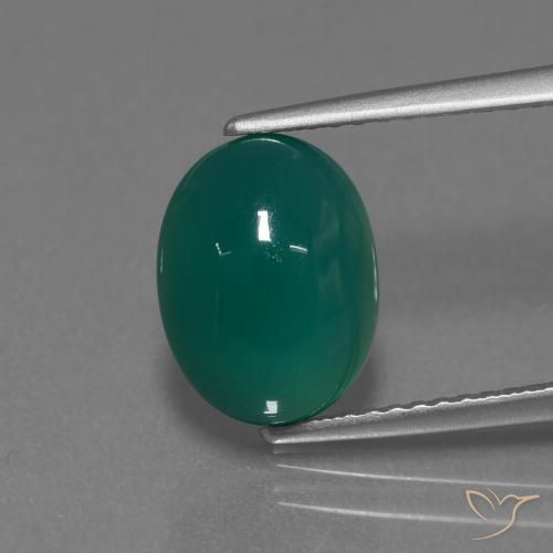 3.18ct Naturale Verde scuro medio Agata, Ovale, Traslucido