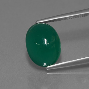 Agata naturale verde da 3,31 ct, taglio ovale, traslucido
