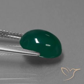 Agata Verde scuro medio naturale da 3.88 ct, Taglio ovale, Traslucido