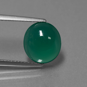 Agata naturale verde da 3,39 ct, taglio ovale, traslucido