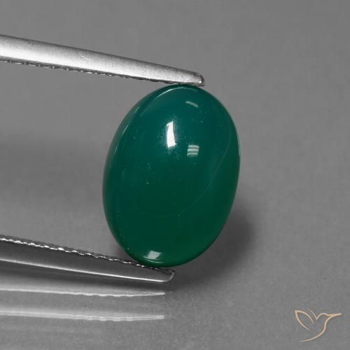 3.69ct Naturale Verde scuro medio Agata, Ovale, Traslucido