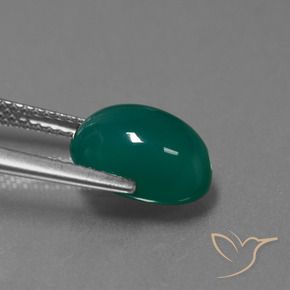 Agata Verde scuro medio naturale da 3.69 ct, Ovale, Traslucido