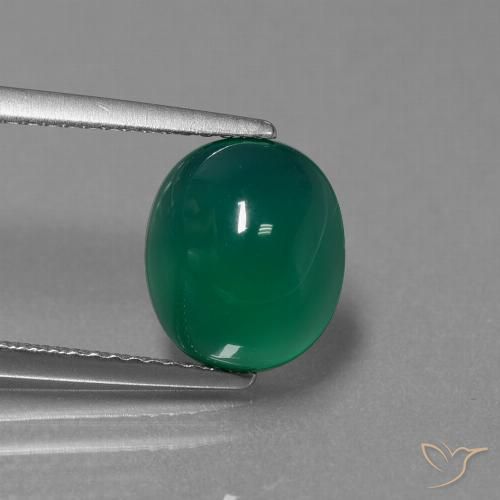 3.03ct Naturale Verde medio Agata, Ovale, Traslucido