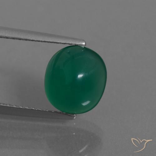2.99ct Naturale Verde medio intenso Agata, Ovale, Traslucido