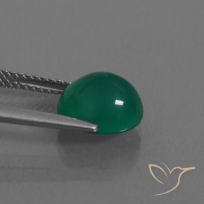 Agata Verde medio intenso naturale da 2.99 ct, Ovale, Traslucido