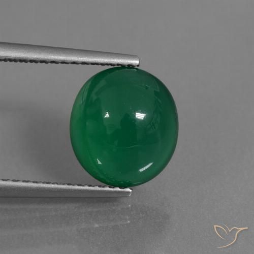 Agata Verde medio intenso naturale da 3.34 ct, Ovale, Traslucido