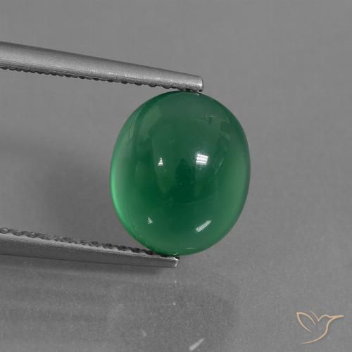 3.46ct Naturale Verde caldo Agata, Ovale, Traslucido