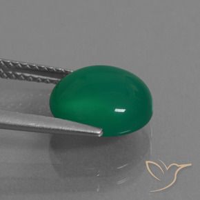 Agata Verde medio naturale da 3.31 ct, Ovale, Traslucido