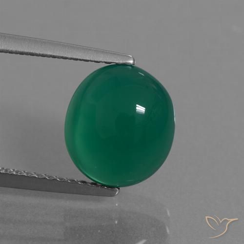 3.36ct Naturale Verde foresta Agata, Ovale, Traslucido