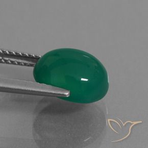 Agata Verde foresta naturale da 3.36 ct, Ovale, Traslucido