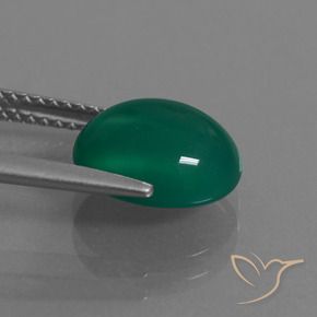 Agata Verde Pino naturale da 3.19 ct, Ovale, Traslucido