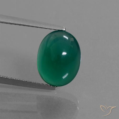3.64ct Naturale Verde foresta Agata, Ovale, Traslucido