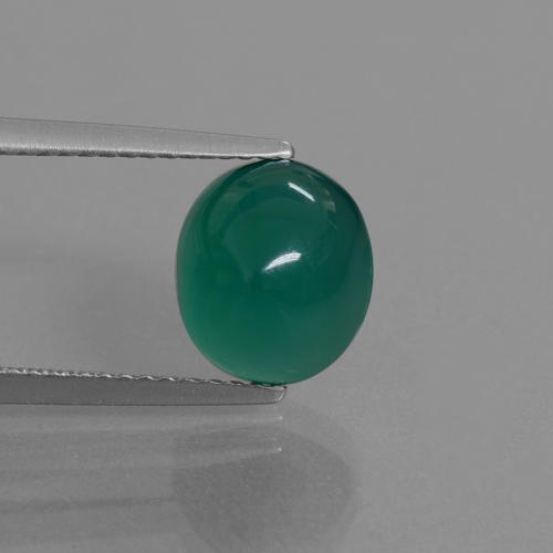 Agata naturale verde da 3,55 ct, taglio ovale, traslucido