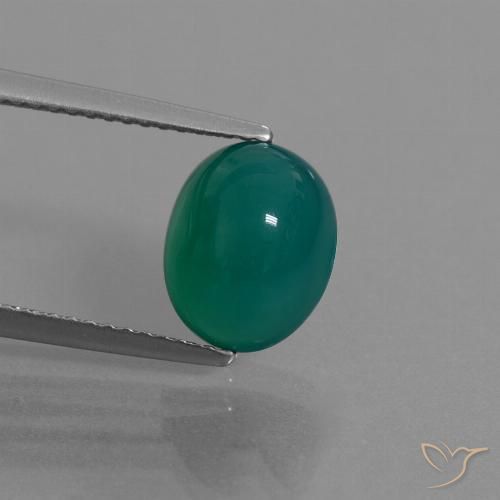 Agata naturale verde da 3,04 ct, taglio ovale, traslucido