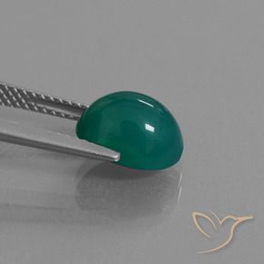 Agata naturale verde da 3,04 ct, taglio ovale, traslucido