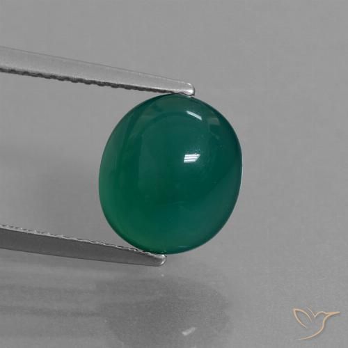 3.96ct Naturale Verde scuro medio Agata, Ovale, Traslucido