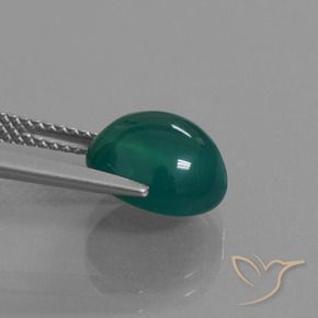 Agata Verde scuro medio naturale da 3.96 ct, Ovale, Traslucido