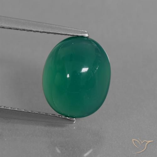 Agata Verde medio naturale da 3.30 ct, Ovale, Traslucido
