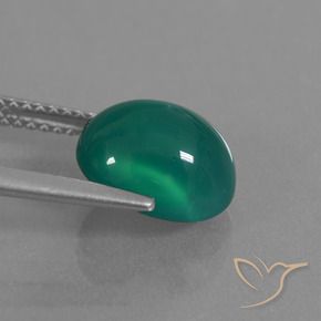 Agata Verde medio naturale da 3.30 ct, Ovale, Traslucido