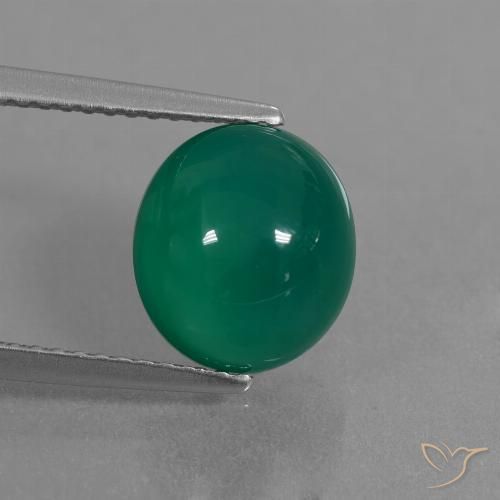 3.73ct Naturale Verde medio Agata, Ovale, Traslucido