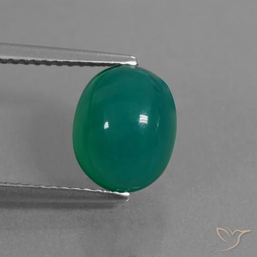 3.34ct Naturale Verde medio Agata, Ovale, Traslucido