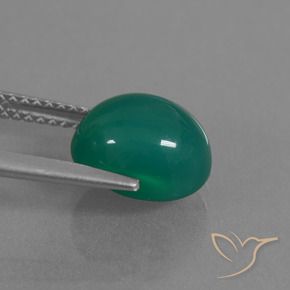 Agata Verde medio naturale da 3.34 ct, Ovale, Traslucido
