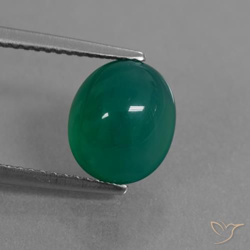 3.31ct Naturale Verde scuro medio Agata, Ovale, Traslucido