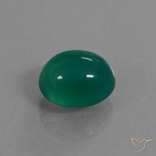 Agata Verde scuro medio naturale da 3.31 ct, Ovale, Traslucido