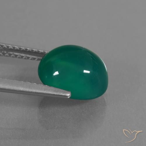 Agata Verde scuro medio naturale da 3.31 ct, Ovale, Traslucido