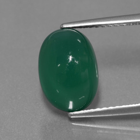 Agata naturale verde da 4,47 ct, taglio ovale, traslucido