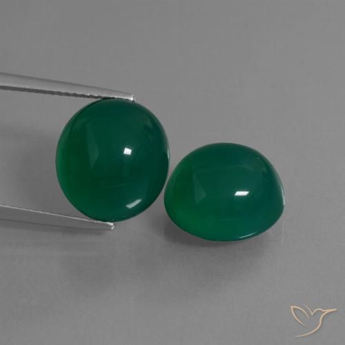 Gemme di Agata Verde scuro medio naturale da 17.31 ct, Ovale, Traslucido