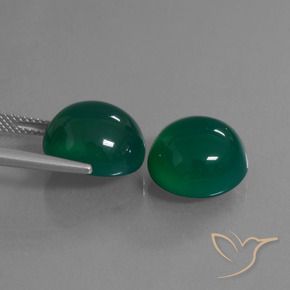 Gemme di Agata Verde scuro medio naturale da 17.31 ct, Ovale, Traslucido
