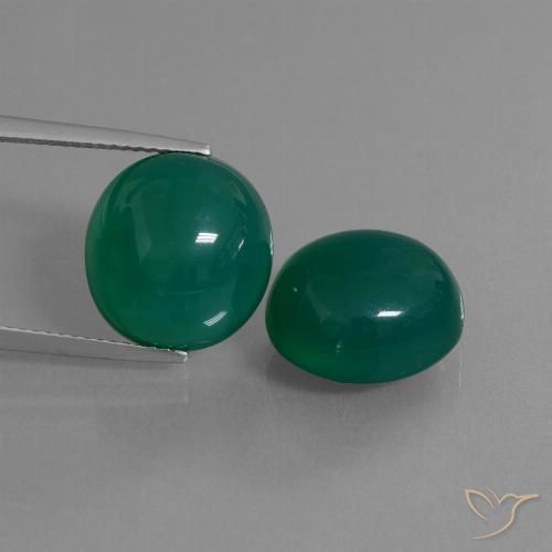 Agata naturale verde da 16,71 ct, taglio ovale, traslucido