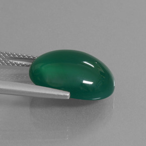 Agata naturale verde da 7,02 ct, taglio ovale, traslucido
